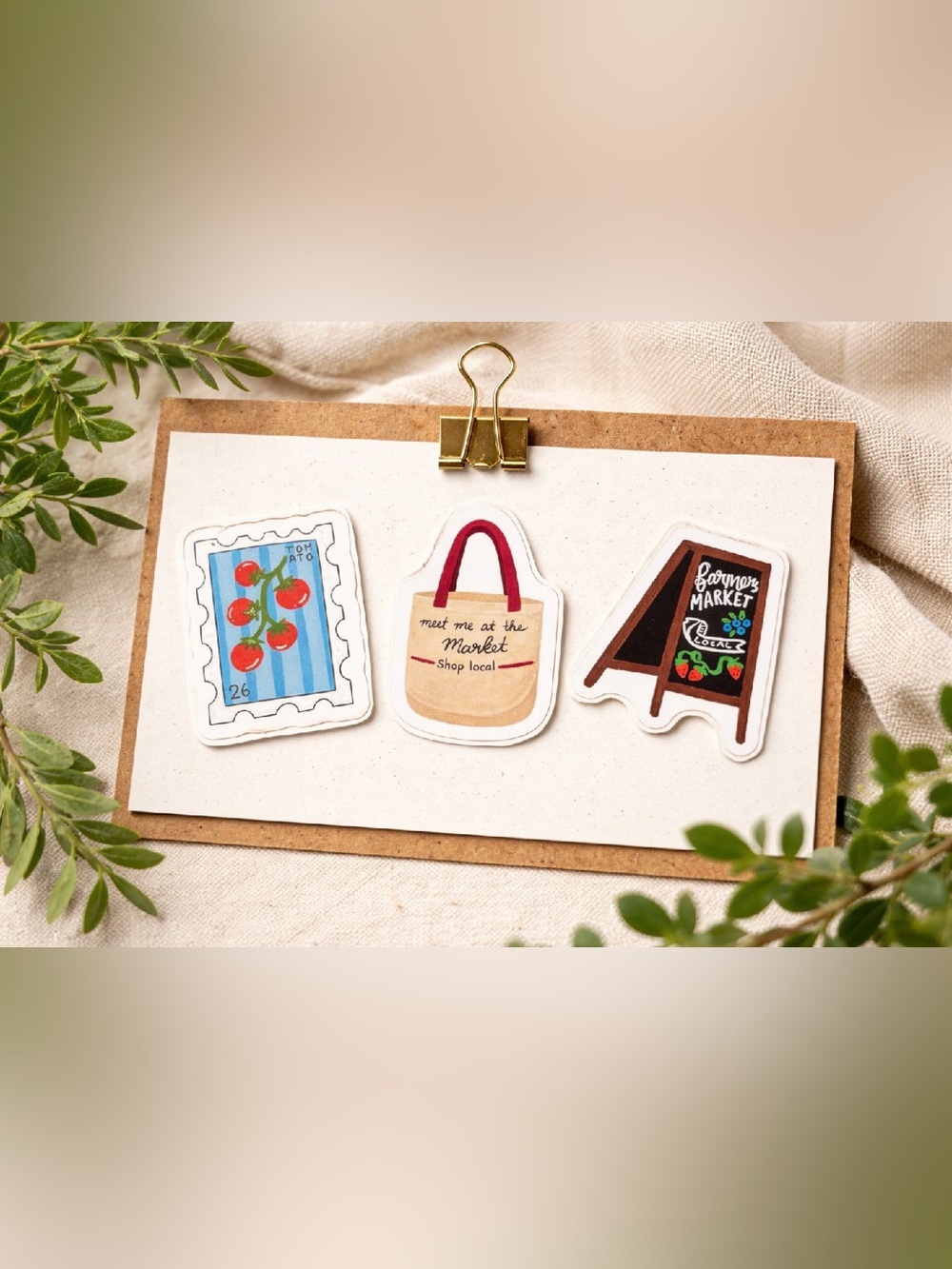 Farmers Market Sticker Set - Red, Blue & Brown Home Design Stickers